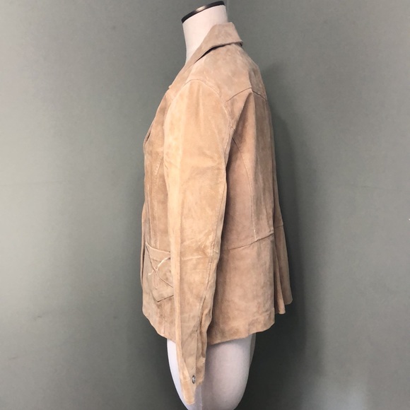 Suede Jacket Beige Brown Southwestern Cervelle Leather Sz Large - Picture 5 of 11
